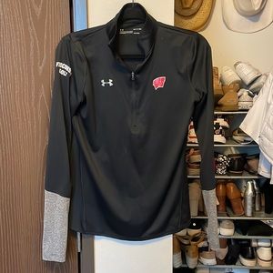 wisconsin golf black and grey under armour quarter zip